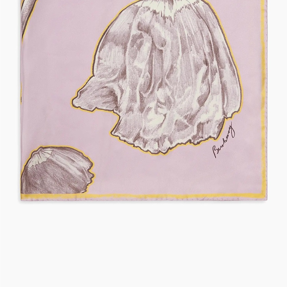 NWT Burberry Wilting Poppies Silk Skinny Scarf - Picture 4 of 10